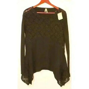 NWT Roper Black Lace Knit Lagenlook Long Sleeve Lightweight Women's Size‎ Small